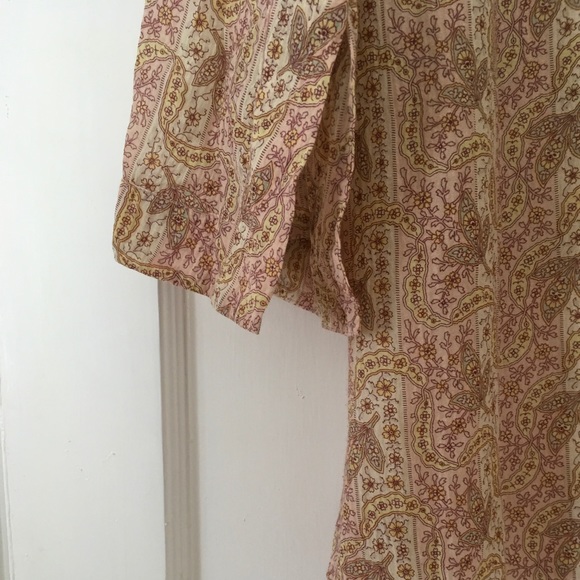 Boho style Pink, and Cream Silk Blouse - Picture 2 of 4